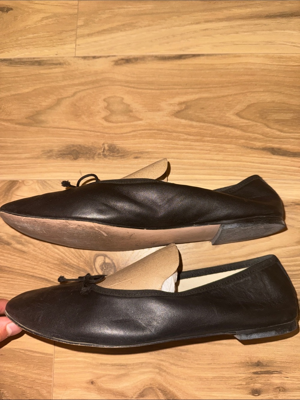 J. Crew Black Leather Ballet Flats with Bow - Picture 9 of 13